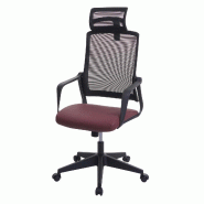 Décoshop26 - Fauteuil de bureau ergonomique pivotante avec accoudoirs et dossier en tissu mesh bordeaux-rouge 04_0001880 - rouge 3000153532691