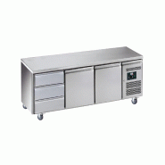 Desserte réfrigérée inox centrale -2/+8°c avec 2 portes et 3 tiroirs - PGN3130TN