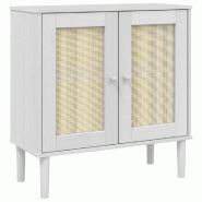 Helloshop26 - Buffet bahut commode armoire meuble de rangement organisateur cuisine salle de séjour salon aspect rotin 80 x 35 x 80 02_0036224 - Bois