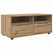 Helloshop26 - Meuble TV rectangulaire moderne avec rangement pratique 100 x 48 x 43 cm en bois d'ingénierie chêne artisanal 02_0054670 - Bois massif