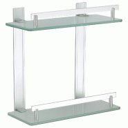 MSV Étagère 2 niveaux en aluminium et verre tabarca 30 x 13 cm - argenté verre MS117