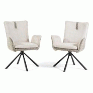 RATTATAN Lot de 2 chaises rembourrées en velours à larges côtes, pieds en métal pivotants à 360°, pour cuisine, salle à manger, bureau, design RATTATAN Lot de 2 chaises rembourrées en velours à larges côtes, pieds en métal pivotants à 360°, pour cuisine, salle à manger, bureau, design