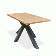 REMARQUABLE Table de jardin en aluminum gris anthracite et plateau aspect bois (220x102 cm) - KELIA - 3700917630471