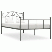 VidaXL Cadre de lit sans matelas gris métal 100x200 cm Modèle Ierlénis - 284531