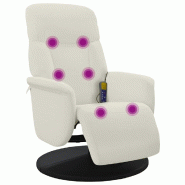 VidaXL Fauteuil inclinable de massage avec repose-pieds crème velours Modèle Rerdelora - 8721012044814