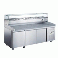 A.C.L - Table réfrigérée 23 portes - 585 L - avec vitrine évaporateur traité - inox MM829158 A.C.L - Table réfrigérée 23 portes - 585 L - avec vitrine évaporateur traité - inox MM829158
