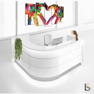 Banque d'accueil d'angle arrondie Valde - MDD - Blanc brillant