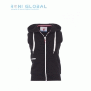 Sweat-shirt femme sans manches en coton/polyester - BOXER+PAYPER, zip intégral et capuche profilée_0