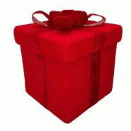 Cadeau velours rouge ruban rouge 31x31x35cm