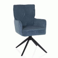 Chaise de salle à manger / chaise pivotante TARUGO Tissu bleu hjh LIVING - bleu plastique 661031