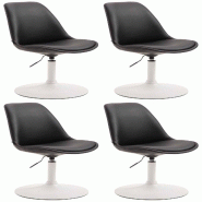 Décoshop26 - Lot de 4 chaises de salle à manger pivotante hauteur réglable en PVC noir et pied trompette en métal blanc 10_0008858 - blanc métal