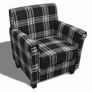 Helloshop26 - Fauteuil chaise siège lounge design club sofa salon avec coussin tissu noir 1102042/3 - noir Bois massif 3000140231309
