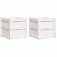 Helloshop26 - Jardinière bac lit surélevé plantes fleurs jardin terrasses lot de 2 bois de pin massif blanc 02_0039040 - 3000217989522 Helloshop26 - Jardinière bac lit surélevé plantes fleurs jardin terrasses lot de 2 bois de pin massif blanc 02_0039040 - 3000217989522