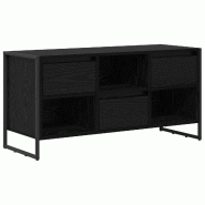 Helloshop26 - Meuble TV industriel moderne rangement 100 x 36 x 49,5 cm en bois d'ingénierie chêne noir 02_0054535 - noir Bois massif 3000238543154