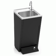 Lavabo noir avec piédestal et un bouton poussoir eau chaude et froide 450x450x850 mm. - 061802FRIC