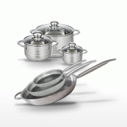 Lot 3 Faitouts 12/16/24cm et 3 Poêles 24/28/32cm Elo Relief Solution - gris 3176239942538