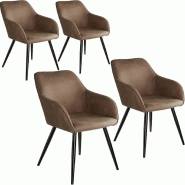 Lot 4 chaises noires salle à manger pied métal - MAELYS