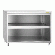 Meuble bas inox ouvert 1000x800 mm PREMIUM - GOLDINOX - gris inox 3701770809998