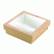 Nvase ECOLOMIQUE - 25 Pcs - Boîte carrée carton brun "Kray" - 700 ml, 15,5 cm x 15,5 cm, Hauteur: 5 cm - marron en carton NVS210KRAYPB1555