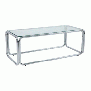 Oviala Business Oviala Table basse rectangulaire L110 cm en métal et verre trempé transparent - transparent verre 114444