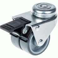 Roulette double 50mm 2" caoutchouc gris pivotante avec frein capacité 70kg Roulette double 50mm 2" caoutchouc gris pivotante avec frein capacité 70kg