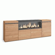 SKRAUT HOME Buffet salon et cuisine, 210, 4 Portes, Cheminée électrique XXL, Chêne - beige Bois manufacturé 418_11