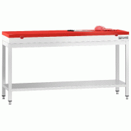 Table inox de découpe avec plan rouge - Profondeur 600 mm | Ggm - 2000_0