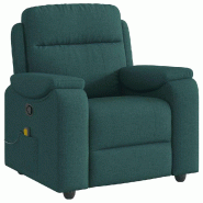 VidaXL Fauteuil de massage inclinable Vert foncé Tissu Modèle Mermelix - 8721158337023
