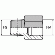 Adaptateur droit mâle gaz conique x femelle ISO - 1/2' , 20.95 , 22X150