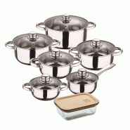 BERGNER - Batterie de cuisine Cassel 12pcs en Acier Inoxydable Compatible Induction avec Boîte Hermétique de 650 ml en Verre Borosilicate - multi-ma