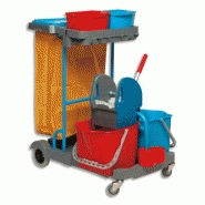 Brosserie thomas chariot d entretien compact gris en pp + presse À machoires + 2 seaux 22l rouge bleu
