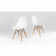 Chaise design blanche pieds en bois style eiffel - biale