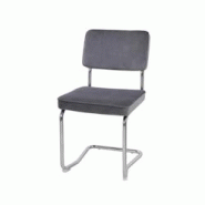 Chaise En Velours Gris - Pieds Métal - L 46 X P 57 X H 86 - Hoover - 3619999707097 Chaise En Velours Gris - Pieds Métal - L 46 X P 57 X H 86 - Hoover - 3619999707097