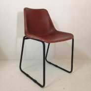 Chaise industrielle en cuir avec structure metal - edition brooklyn Chaise industrielle en cuir avec structure metal - edition brooklyn