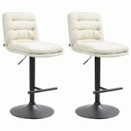 CLP Lot de 2 tabourets de bar Damar tissu Crème/Noir - beige textile 325694 CLP Lot de 2 tabourets de bar Damar tissu Crème/Noir - beige textile 325694