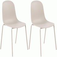 Décoshop26 - Lot de 2 chaises de jardin en plastique gris clair et cadre robuste à quatre pieds en acier 10_0007329 - gris acier 3000266054653