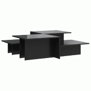 Décoshop26 - Lot de 2 tables d'appoint avec étagère en bois d'ingénierie noir brillant DEC040427 - noir Bois massif 3000264933011