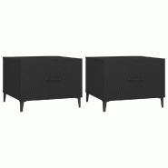 Décoshop26 - Lot de 2 tables de chevets avec tiroir 50 x 50 x 40 cm bois d'ingénierie noir et métal DEC040484 - noir métal 3000264955907
