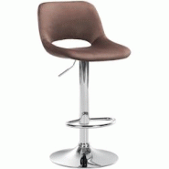 Décoshop26 - Tabouret de bar chaise haute x1 avec repose-pieds en velours marron piètement métallique chromé 10_0004594 - marron 3000252190730 Décoshop26 - Tabouret de bar chaise haute x1 avec repose-pieds en velours marron piètement métallique chromé 10_0004594 - marron 3000252190730