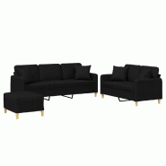 Ensemble de canapés 3 pcs avec coussins noir tissu Modèle Orvessa - 8721012071131