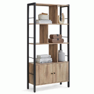 Helloshop26 - Étagère de rangement bibliothèque à 4 niveaux grand structure stable en acier 30 x 74 x 154,5 cm style industriel 12_0005711 - 30002