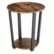 Helloshop26 - Table d'appoint table ronde bout de canapé de style industriel montage facile armature en fer pour salon chambre 57 cm 12_0003020 - mar