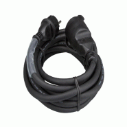 HQ Power HQ-Power Rallonge, avec gaine rétractile, H05RR-F 3G2.5, 5 m, 16 A/230 V, 3680 W, type E/F, IP44, caoutchouc, noir - EC05R25STBHQ