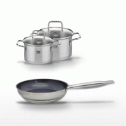 Lot Poêle 24cm & 2 Faitouts Elo Profi Therm Platinum - gris inox 3176239951448