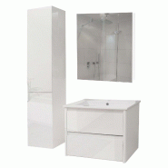 Mendler Ensemble pour salle de bain HWC-B19b, lavabo armoire de toilette armoire murale, haute brillance FSC®-certifié ~ blanc - blanc Bois massif 9