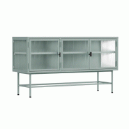 Oviala Business Buffet moderne 3 portes 120 cm en métal et verre vert sauge - vert acier 113963