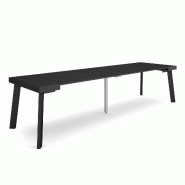 SKRAUT HOME Table console extensible, 300, Pour 14 personnes, Pieds en bois, Noir - noir Bois manufacturé 340_49