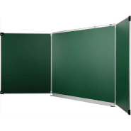 Ulmann tableau triptyque en acier émaillé vert, crochets porte-cartes, porte-accessoires, ft l400xh100 cm