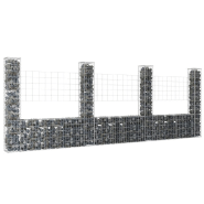 Vidaxl panier de gabion en forme de u avec 4 poteaux fer 380x20x150 cm 151284