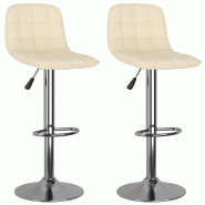 VidaXL Tabourets de bar lot de 2 crème tissu Modèle Lofty Factory - 333947